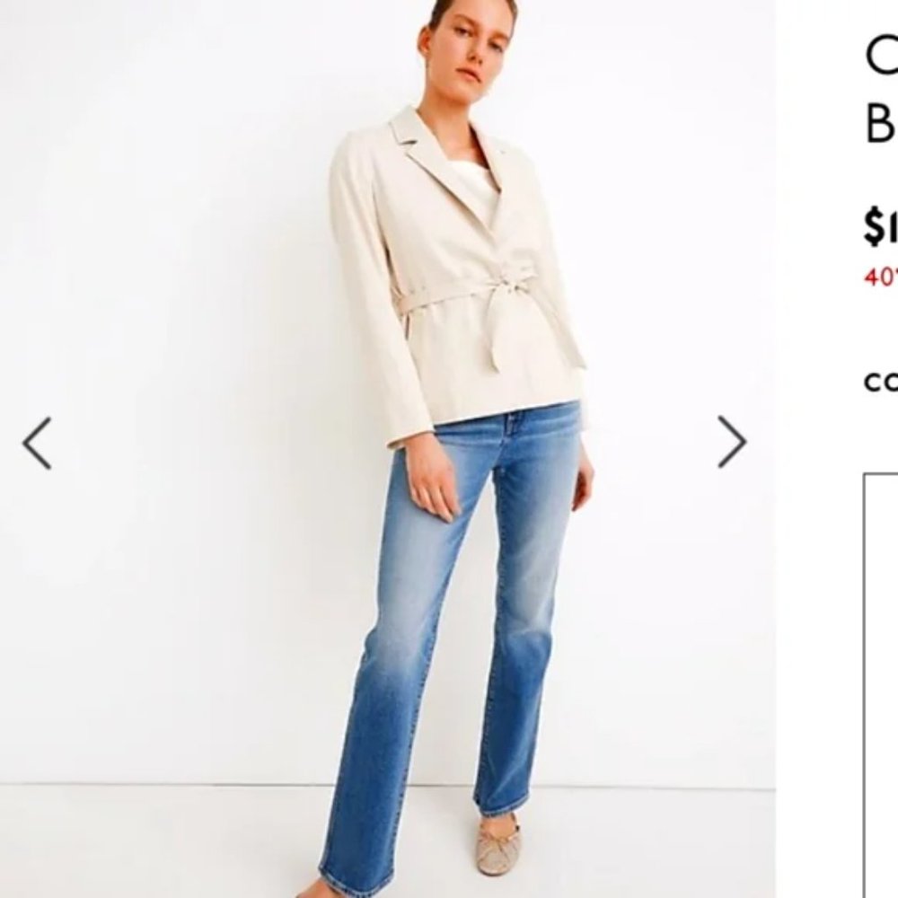 MADEWELL Cotton Linen Belted Blazer in Oat